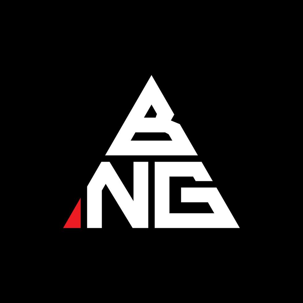 BNG triangle letter logo design with triangle shape. BNG triangle logo design monogram. BNG triangle vector logo template with red color. BNG triangular logo Simple, Elegant, and Luxurious Logo.