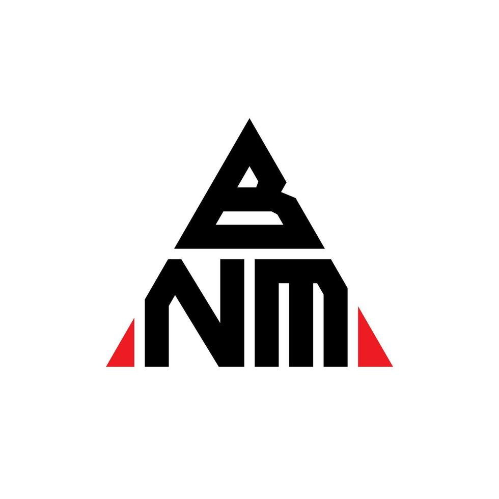 diseño de logotipo de letra triangular bnm con forma de triángulo. monograma de diseño de logotipo de triángulo bnm. plantilla de logotipo de vector de triángulo bnm con color rojo. logo triangular bnm logo simple, elegante y lujoso.