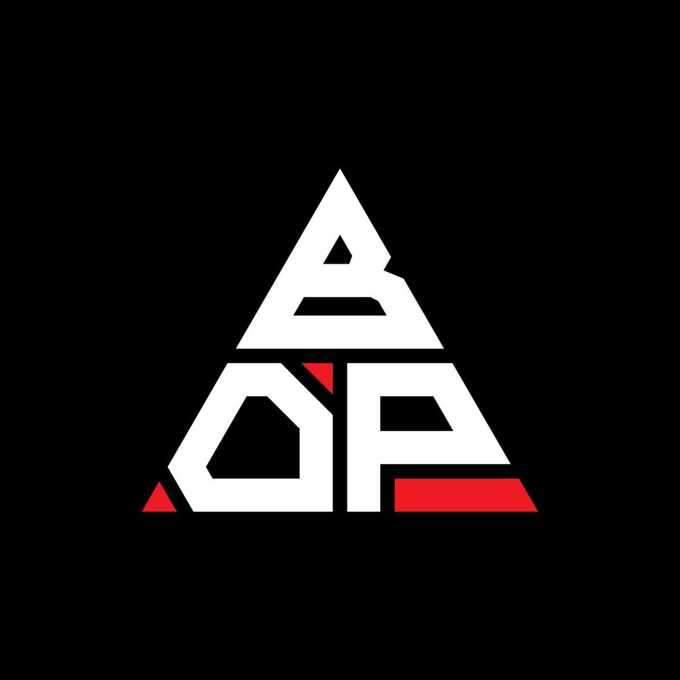 diseño de logotipo de letra de triángulo bop con forma de triángulo. monograma de diseño de logotipo de triángulo bop. plantilla de logotipo de vector de triángulo bop con color rojo. logo triangular bop logo simple, elegante y lujoso.