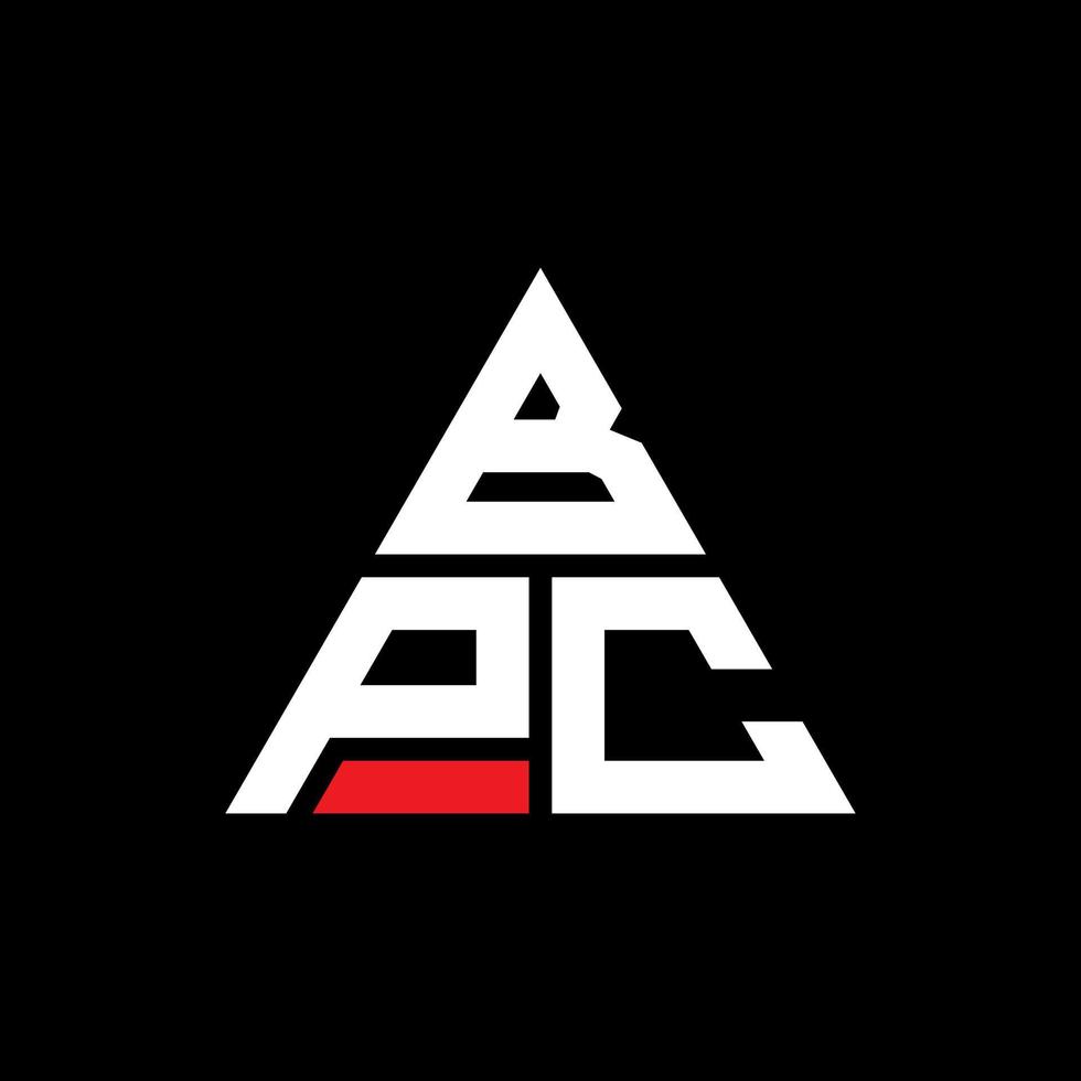 BPC triangle letter logo design with triangle shape. BPC triangle logo design monogram. BPC triangle vector logo template with red color. BPC triangular logo Simple, Elegant, and Luxurious Logo.