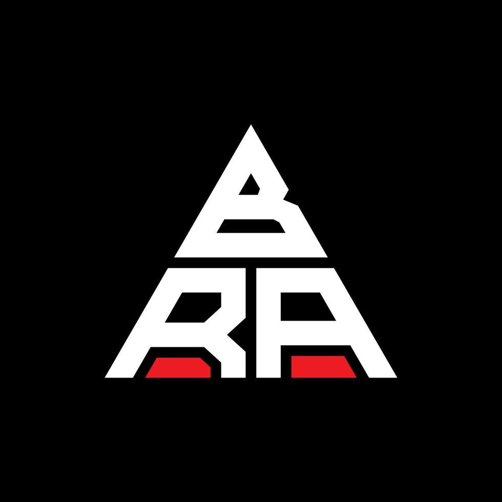 BRA triangle letter logo design with triangle shape. BRA triangle logo design monogram. BRA triangle vector logo template with red color. BRA triangular logo Simple, Elegant, and Luxurious Logo.