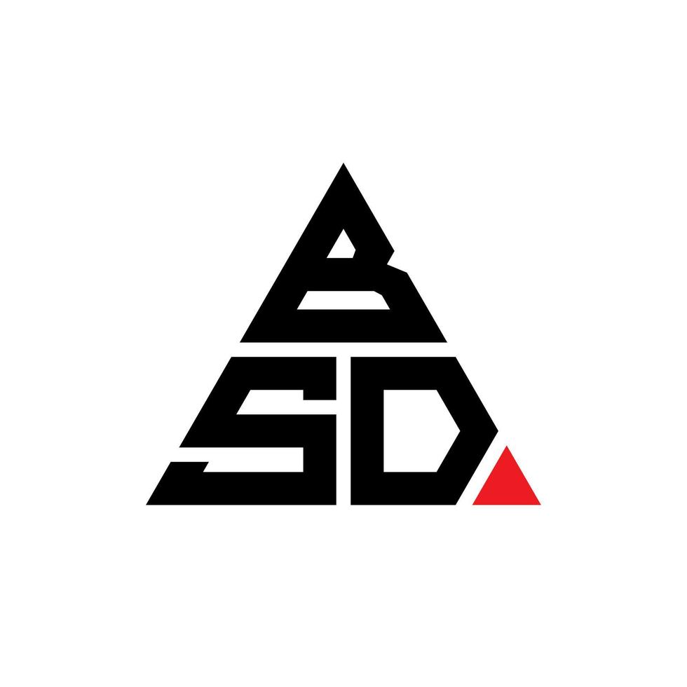 diseño de logotipo de letra triangular bsd con forma de triángulo. monograma de diseño de logotipo de triángulo bsd. plantilla de logotipo de vector de triángulo bsd con color rojo. logo triangular bsd logo simple, elegante y lujoso.