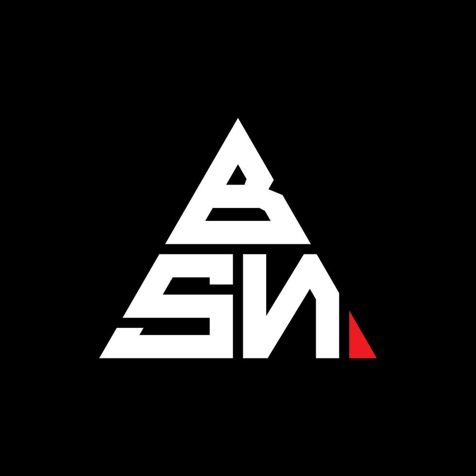 BSN triangle letter logo design with triangle shape. BSN triangle logo design monogram. BSN triangle vector logo template with red color. BSN triangular logo Simple, Elegant, and Luxurious Logo.