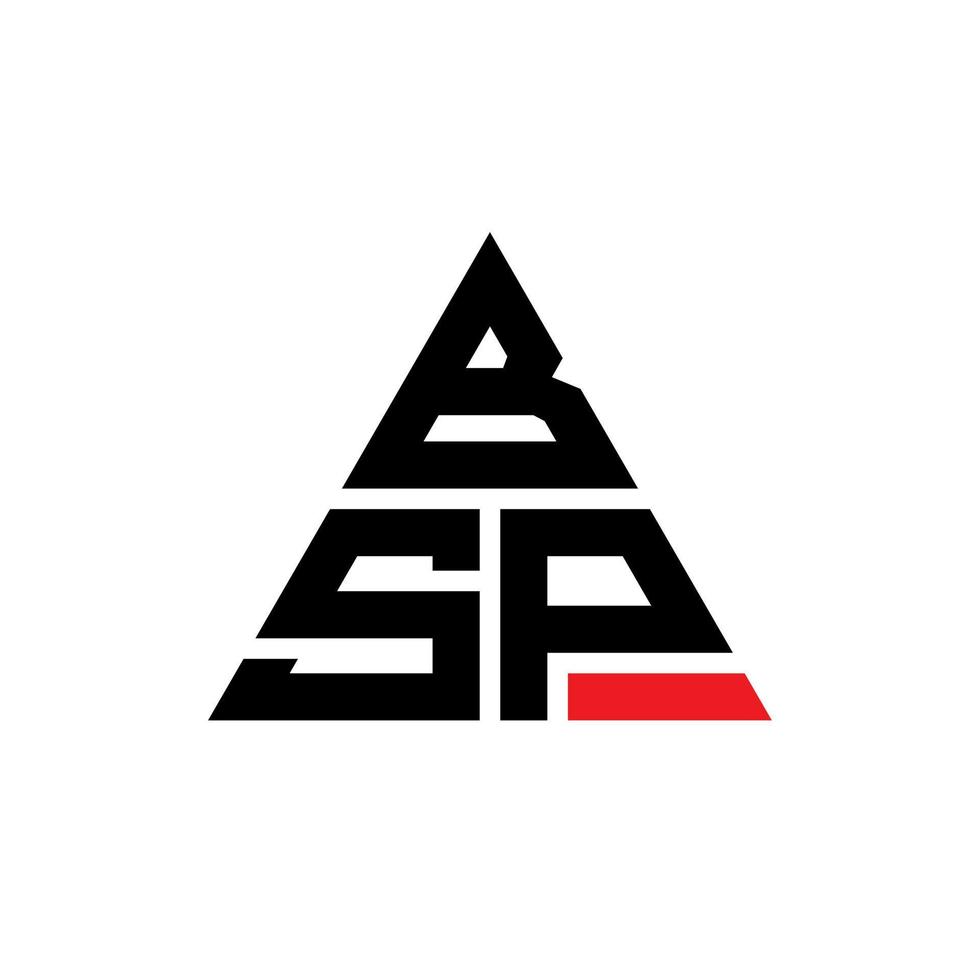 diseño de logotipo de letra triangular bsp con forma de triángulo. monograma de diseño de logotipo de triángulo bsp. plantilla de logotipo de vector de triángulo bsp con color rojo. logotipo triangular bsp logotipo simple, elegante y lujoso.