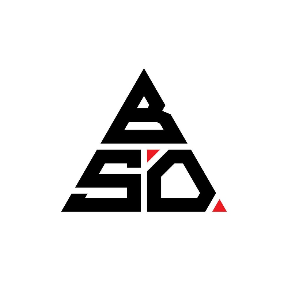 BSO triangle letter logo design with triangle shape. BSO triangle logo design monogram. BSO triangle vector logo template with red color. BSO triangular logo Simple, Elegant, and Luxurious Logo.