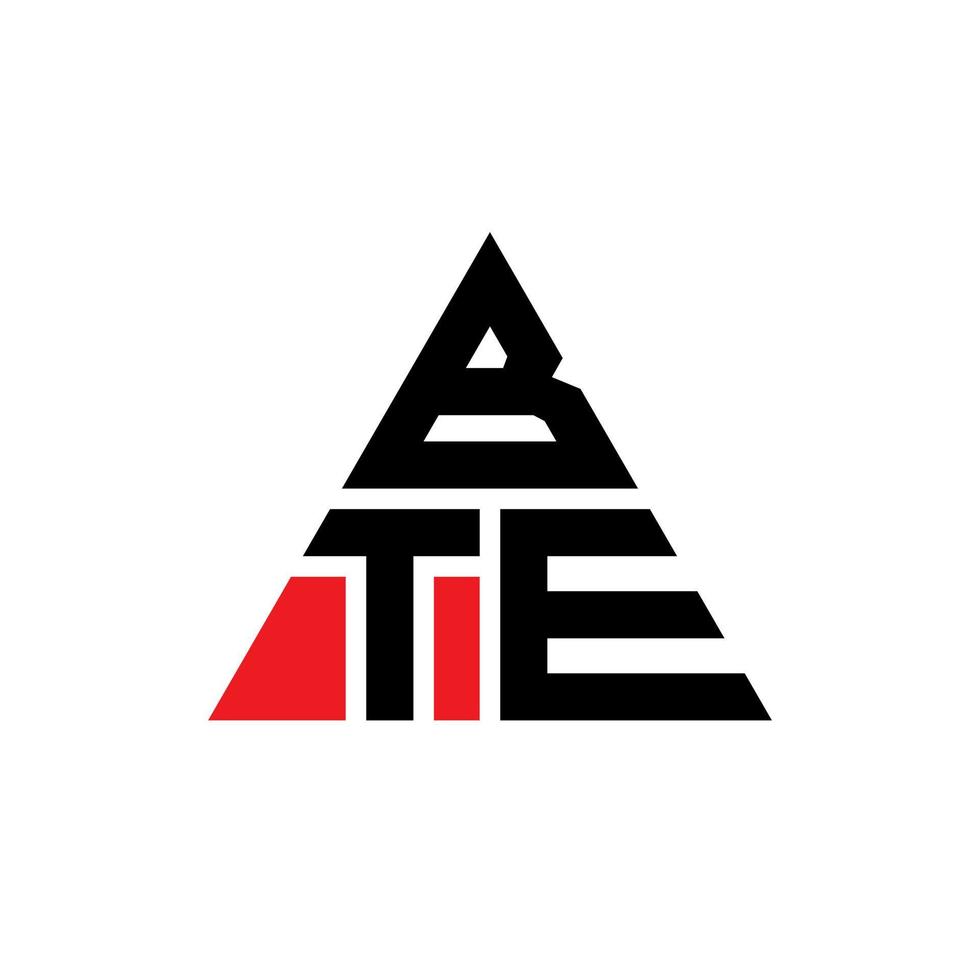 diseño de logotipo de letra triangular bte con forma de triángulo. monograma de diseño de logotipo de triángulo bte. plantilla de logotipo de vector de triángulo bte con color rojo. logotipo triangular bte logotipo simple, elegante y lujoso.