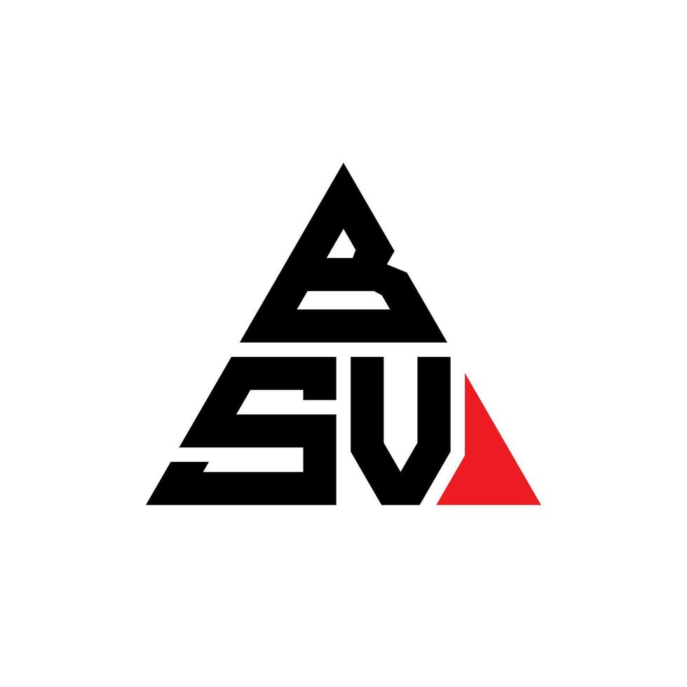 diseño de logotipo de letra triangular bsv con forma de triángulo. monograma de diseño del logotipo del triángulo bsv. plantilla de logotipo de vector de triángulo bsv con color rojo. logo triangular bsv logo simple, elegante y lujoso.