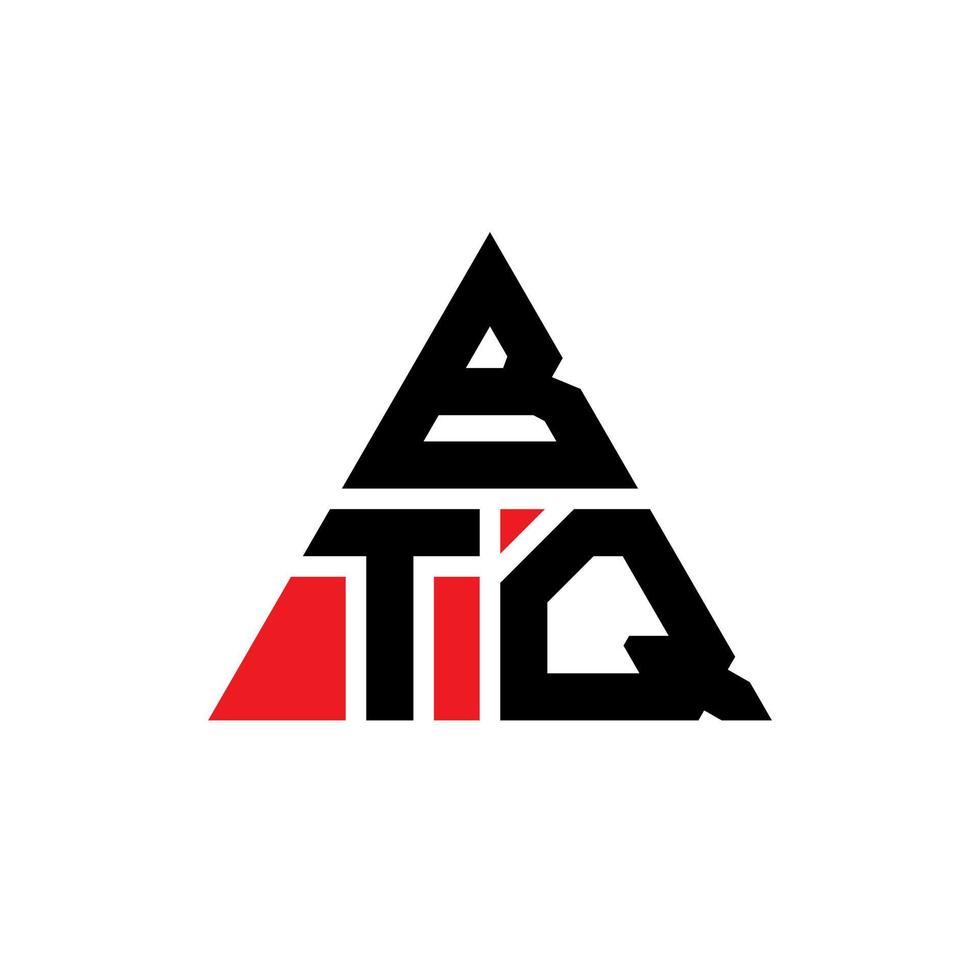 diseño de logotipo de letra triangular btq con forma de triángulo. monograma de diseño de logotipo de triángulo btq. plantilla de logotipo de vector de triángulo btq con color rojo. logotipo triangular btq logotipo simple, elegante y lujoso.