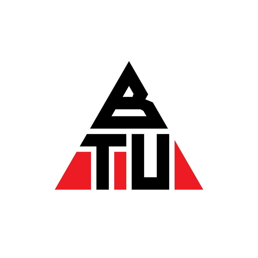 BTU triangle letter logo design with triangle shape. BTU triangle logo design monogram. BTU triangle vector logo template with red color. BTU triangular logo Simple, Elegant, and Luxurious Logo.