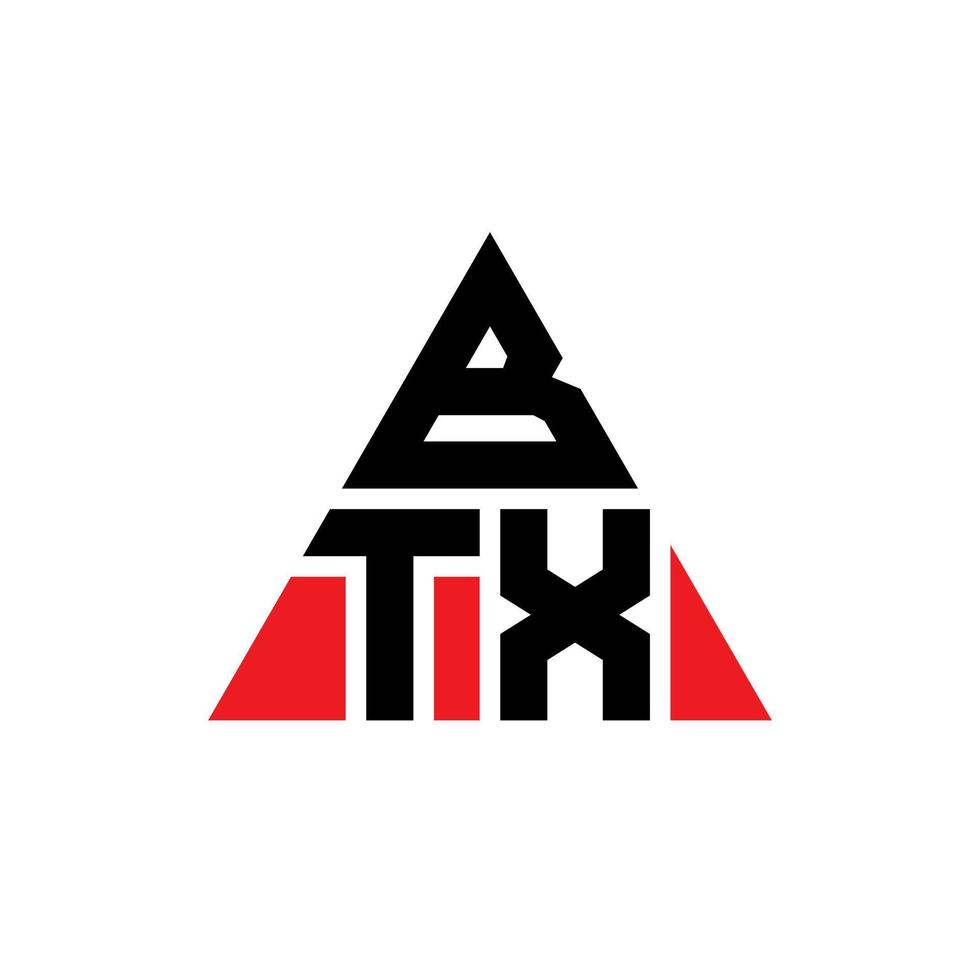 diseño de logotipo de letra triangular btx con forma de triángulo. monograma de diseño del logotipo del triángulo btx. plantilla de logotipo de vector de triángulo btx con color rojo. logotipo triangular btx logotipo simple, elegante y lujoso.