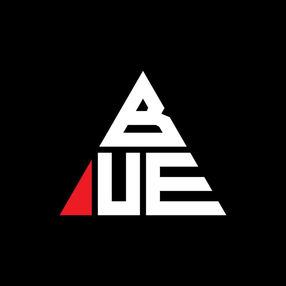 BUE triangle letter logo design with triangle shape. BUE triangle logo design monogram. BUE triangle vector logo template with red color. BUE triangular logo Simple, Elegant, and Luxurious Logo.