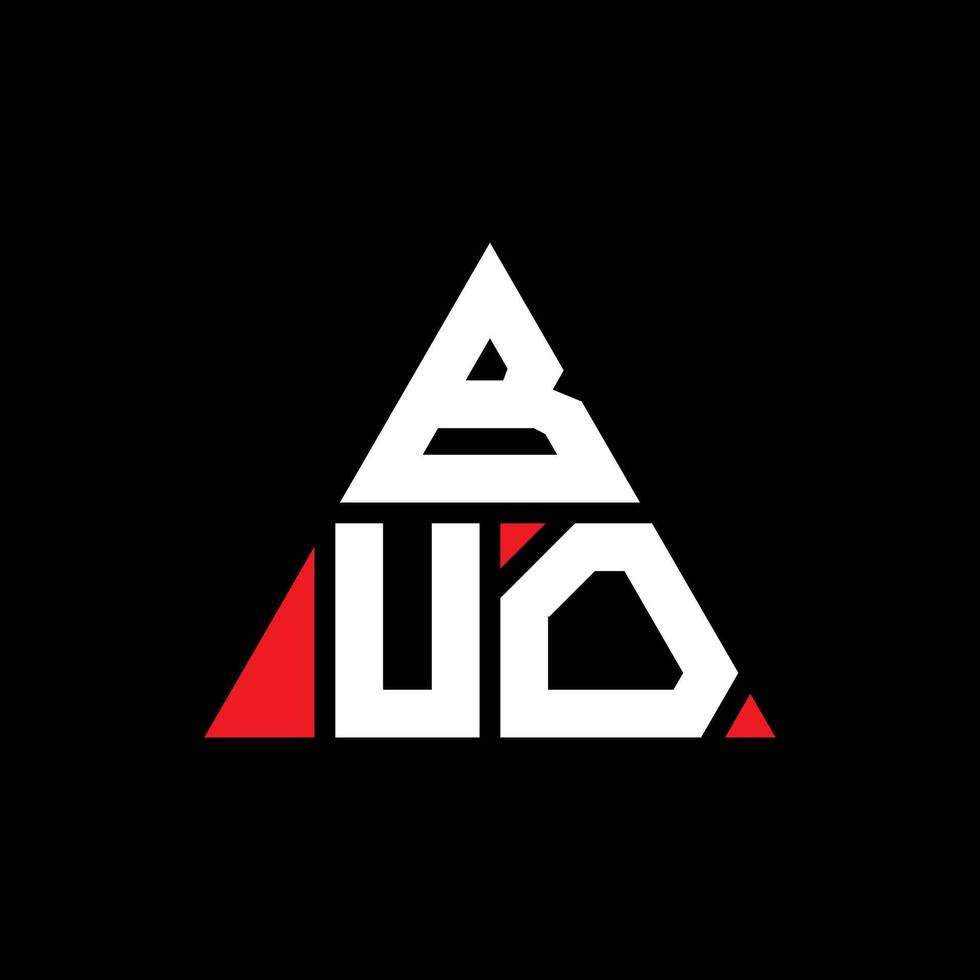 diseño de logotipo de letra de triángulo buo con forma de triángulo. monograma de diseño de logotipo de triángulo buo. plantilla de logotipo de vector de triángulo buo con color rojo. logo triangular buo logo simple, elegante y lujoso.