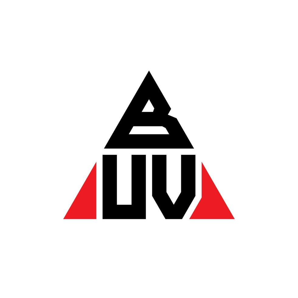 buv diseño de logotipo de letra triangular con forma de triángulo. monograma de diseño de logotipo de triángulo buv. plantilla de logotipo de vector de triángulo buv con color rojo. logo triangular buv logo simple, elegante y lujoso.