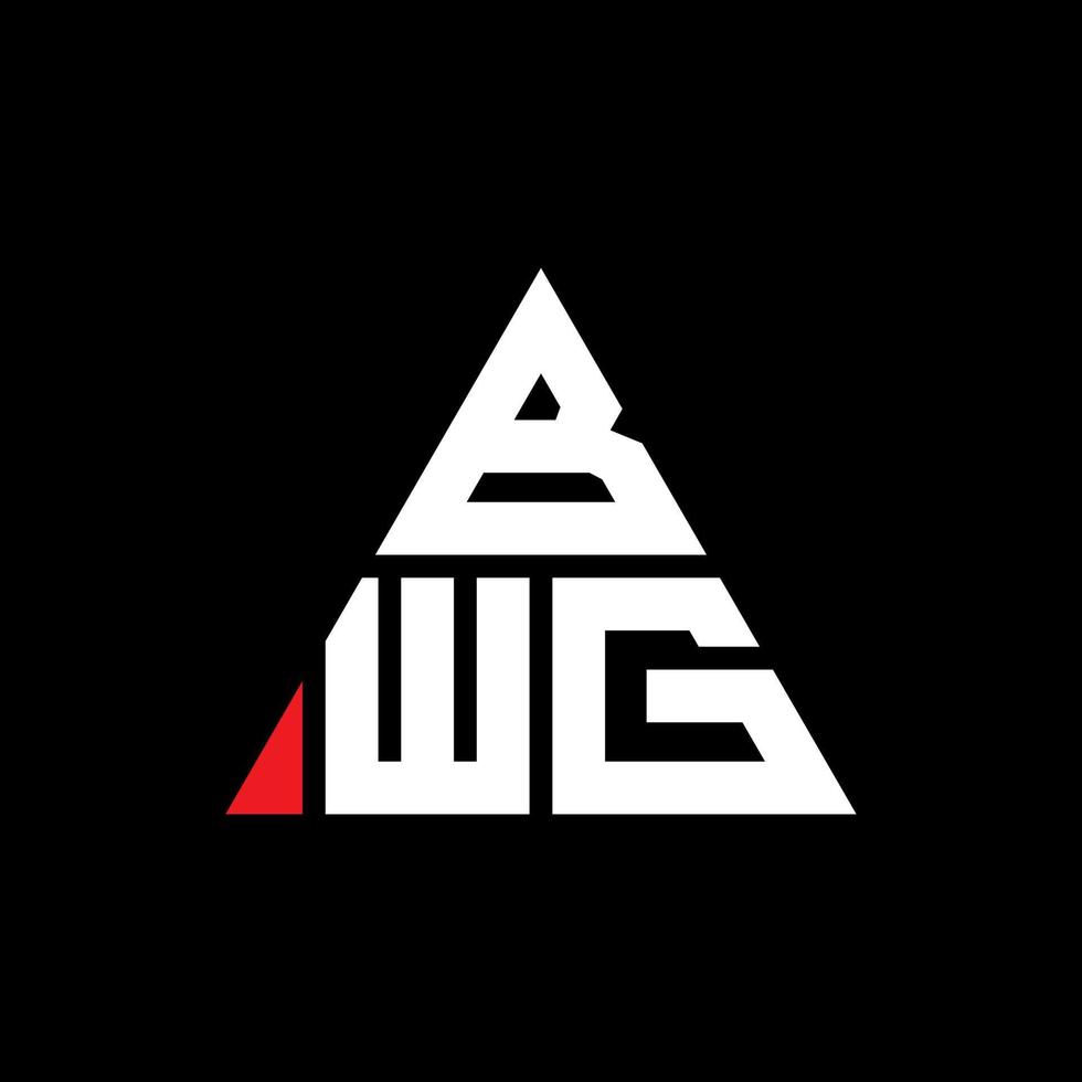 BWG triangle letter logo design with triangle shape. BWG triangle logo design monogram. BWG triangle vector logo template with red color. BWG triangular logo Simple, Elegant, and Luxurious Logo.