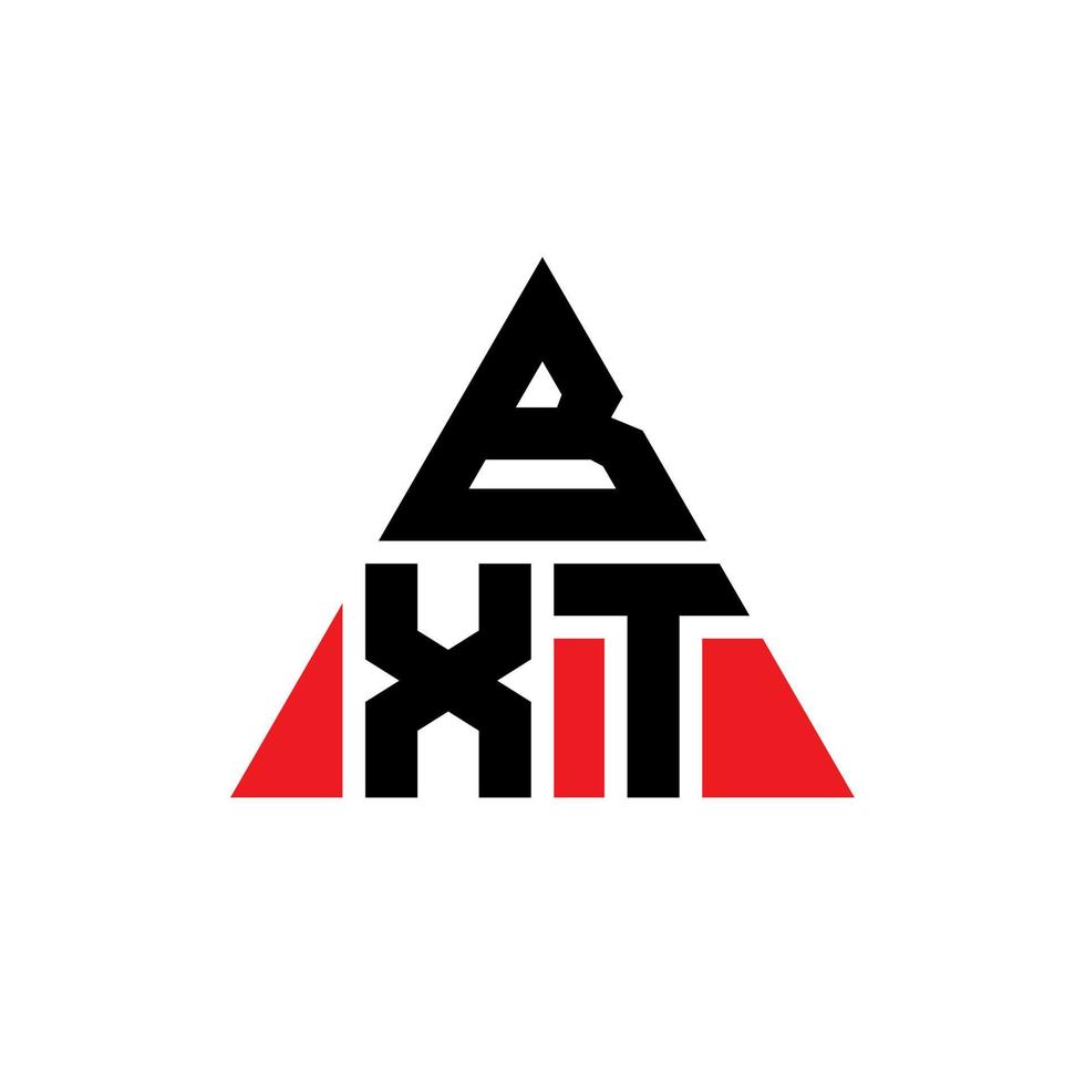 diseño de logotipo de letra triangular bxt con forma de triángulo. monograma de diseño de logotipo de triángulo bxt. plantilla de logotipo de vector de triángulo bxt con color rojo. logotipo triangular bxt logotipo simple, elegante y lujoso.