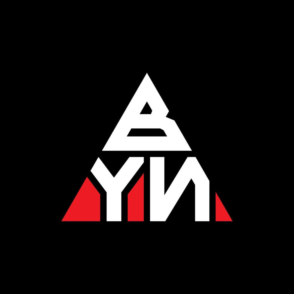 byn diseño de logotipo de letra triangular con forma de triángulo. monograma de diseño del logotipo del triángulo byn. byn plantilla de logotipo de vector de triángulo con color rojo. logotipo triangular byn logotipo simple, elegante y lujoso.