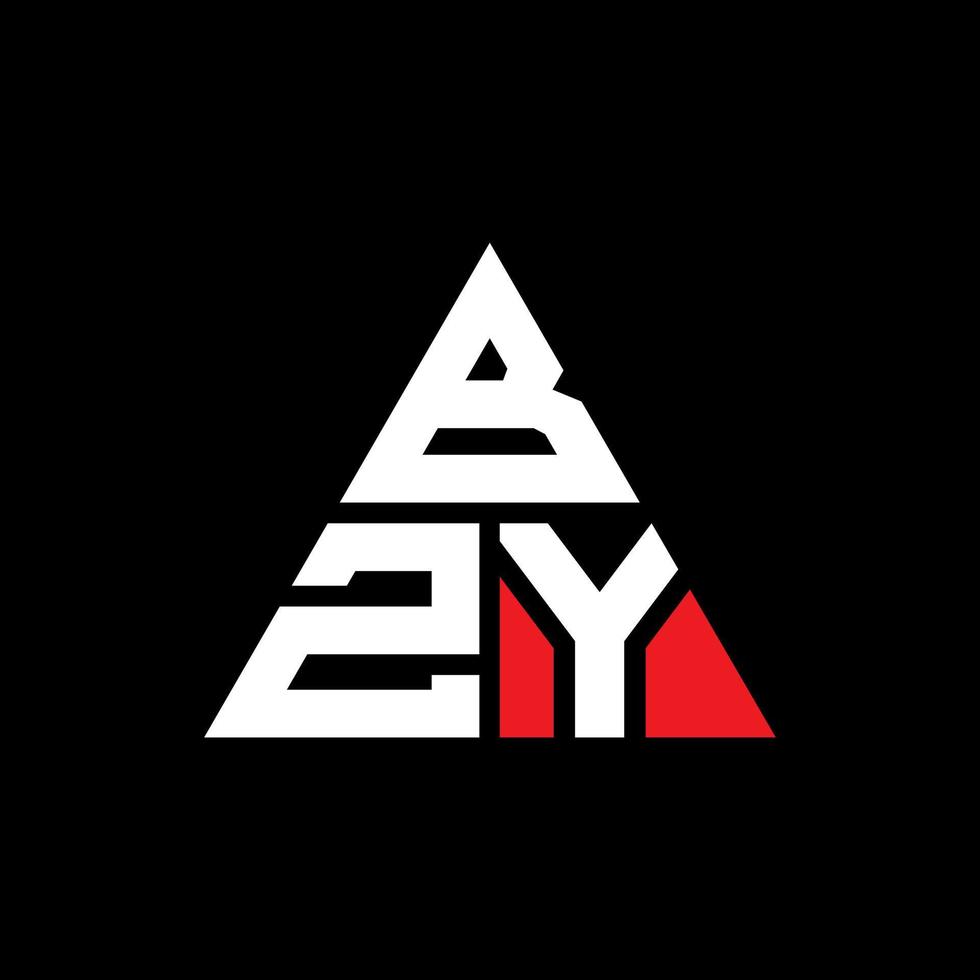 BZY triangle letter logo design with triangle shape. BZY triangle logo design monogram. BZY triangle vector logo template with red color. BZY triangular logo Simple, Elegant, and Luxurious Logo.