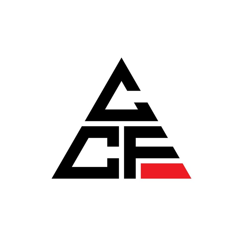 CCF triangle letter logo design with triangle shape. CCF triangle logo design monogram. CCF triangle vector logo template with red color. CCF triangular logo Simple, Elegant, and Luxurious Logo.