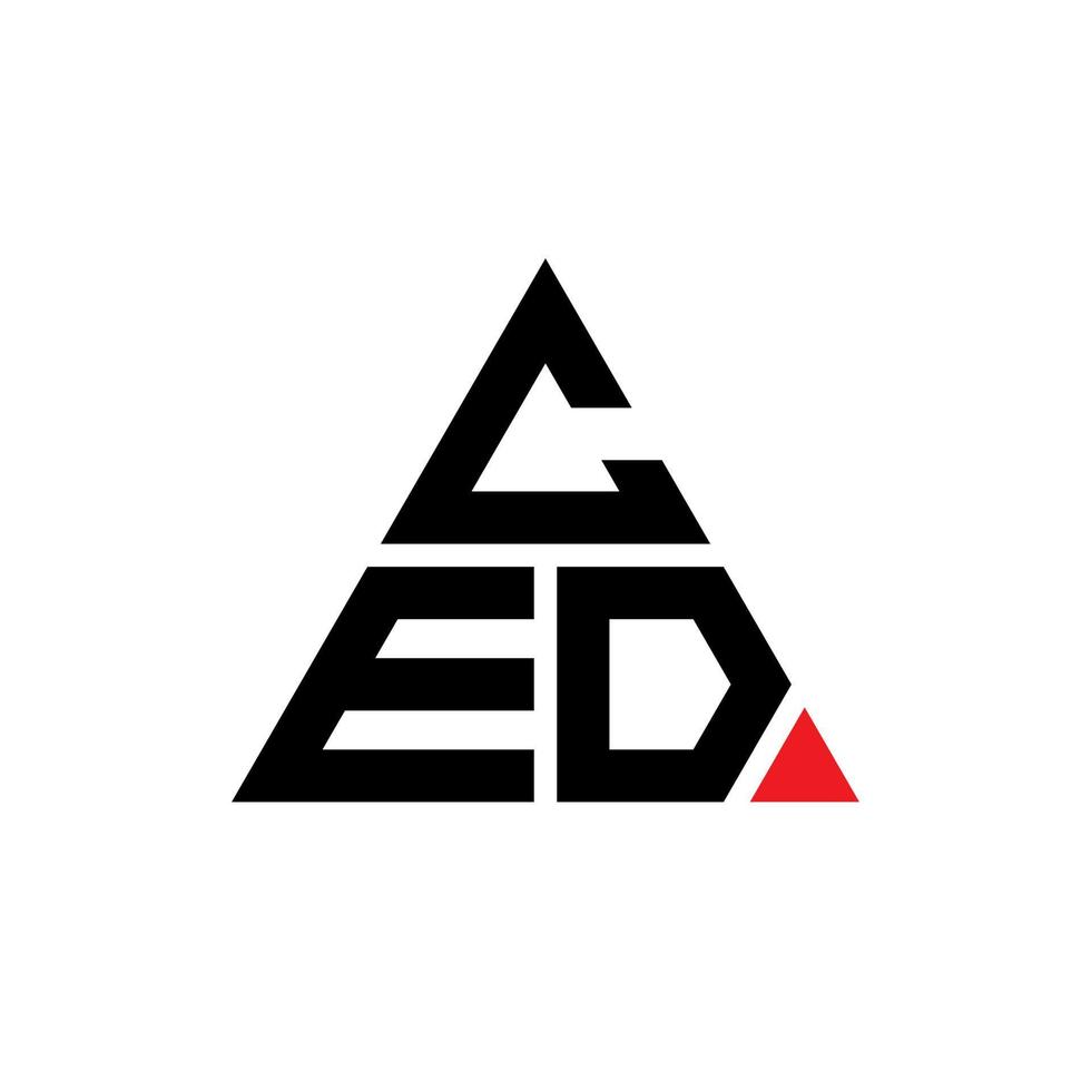 CED triangle letter logo design with triangle shape. CED triangle logo design monogram. CED triangle vector logo template with red color. CED triangular logo Simple, Elegant, and Luxurious Logo.