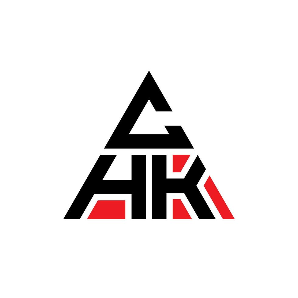 CHK triangle letter logo design with triangle shape. CHK triangle logo design monogram. CHK triangle vector logo template with red color. CHK triangular logo Simple, Elegant, and Luxurious Logo.
