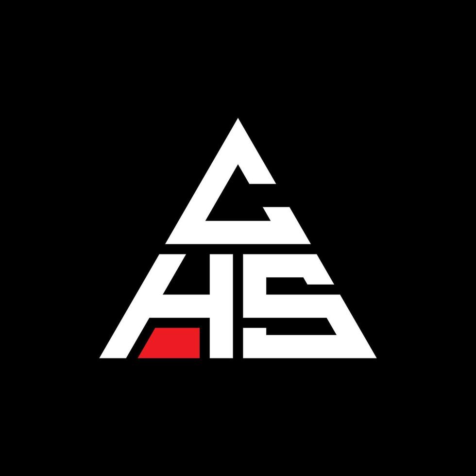 CHS triangle letter logo design with triangle shape. CHS triangle logo design monogram. CHS triangle vector logo template with red color. CHS triangular logo Simple, Elegant, and Luxurious Logo.