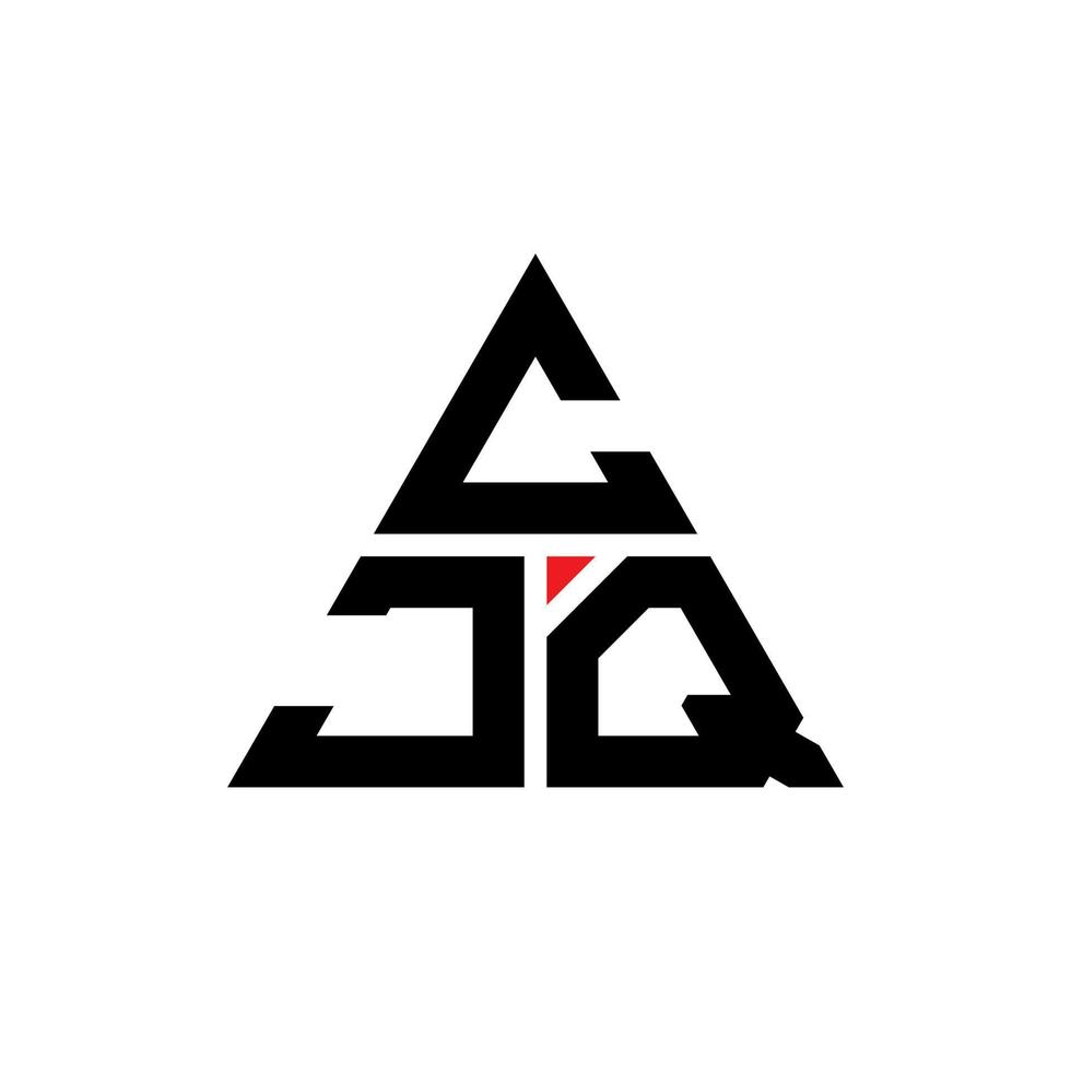 CJQ triangle letter logo design with triangle shape. CJQ triangle logo design monogram. CJQ triangle vector logo template with red color. CJQ triangular logo Simple, Elegant, and Luxurious Logo.