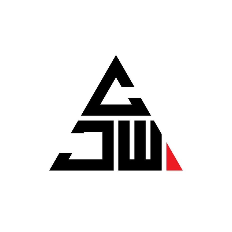 CJW triangle letter logo design with triangle shape. CJW triangle logo design monogram. CJW triangle vector logo template with red color. CJW triangular logo Simple, Elegant, and Luxurious Logo.