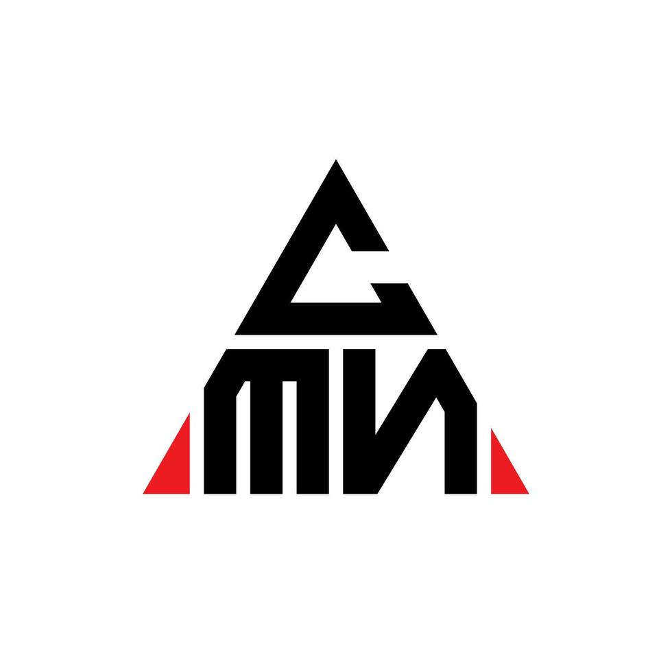 diseño de logotipo de letra triangular cmn con forma de triángulo. monograma de diseño de logotipo de triángulo cmn. plantilla de logotipo de vector de triángulo cmn con color rojo. logotipo triangular cmn logotipo simple, elegante y lujoso.