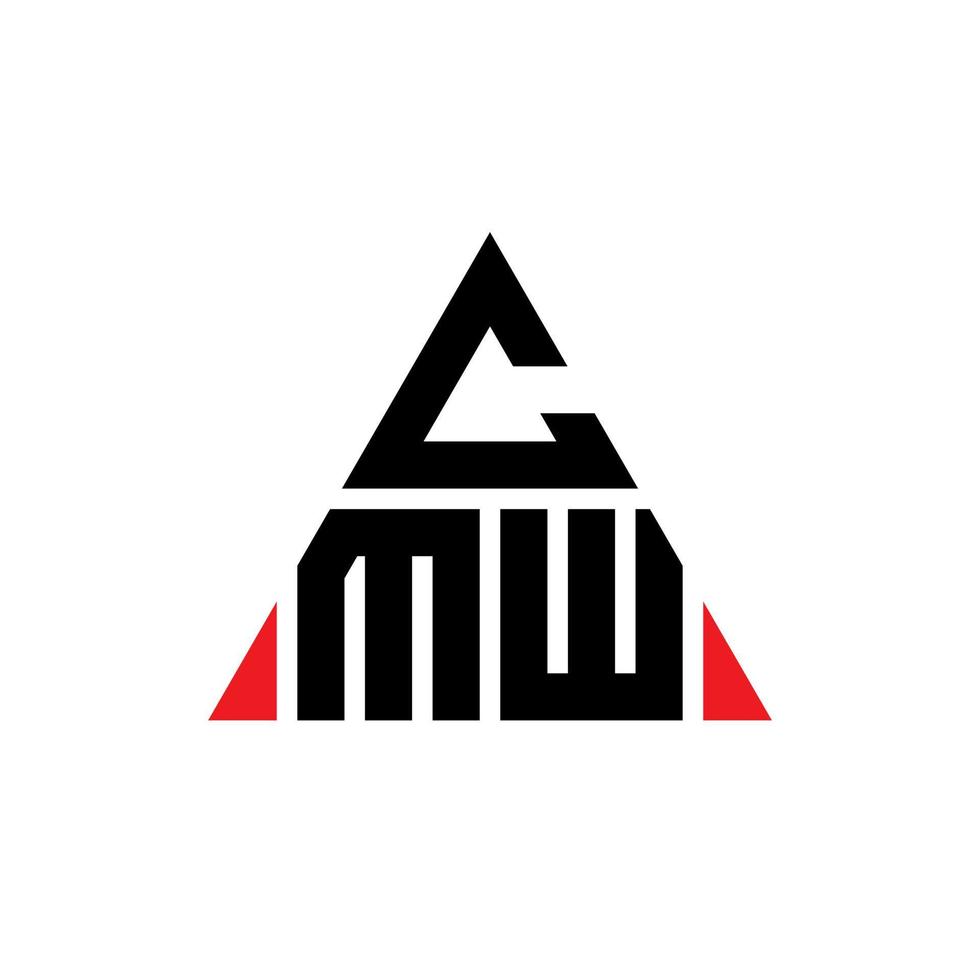 CMW triangle letter logo design with triangle shape. CMW triangle logo design monogram. CMW triangle vector logo template with red color. CMW triangular logo Simple, Elegant, and Luxurious Logo.