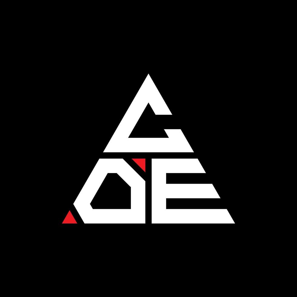 diseño de logotipo de letra de triángulo coe con forma de triángulo. monograma de diseño del logotipo del triángulo coe. plantilla de logotipo de vector de triángulo coe con color rojo. logotipo triangular coe logotipo simple, elegante y lujoso.