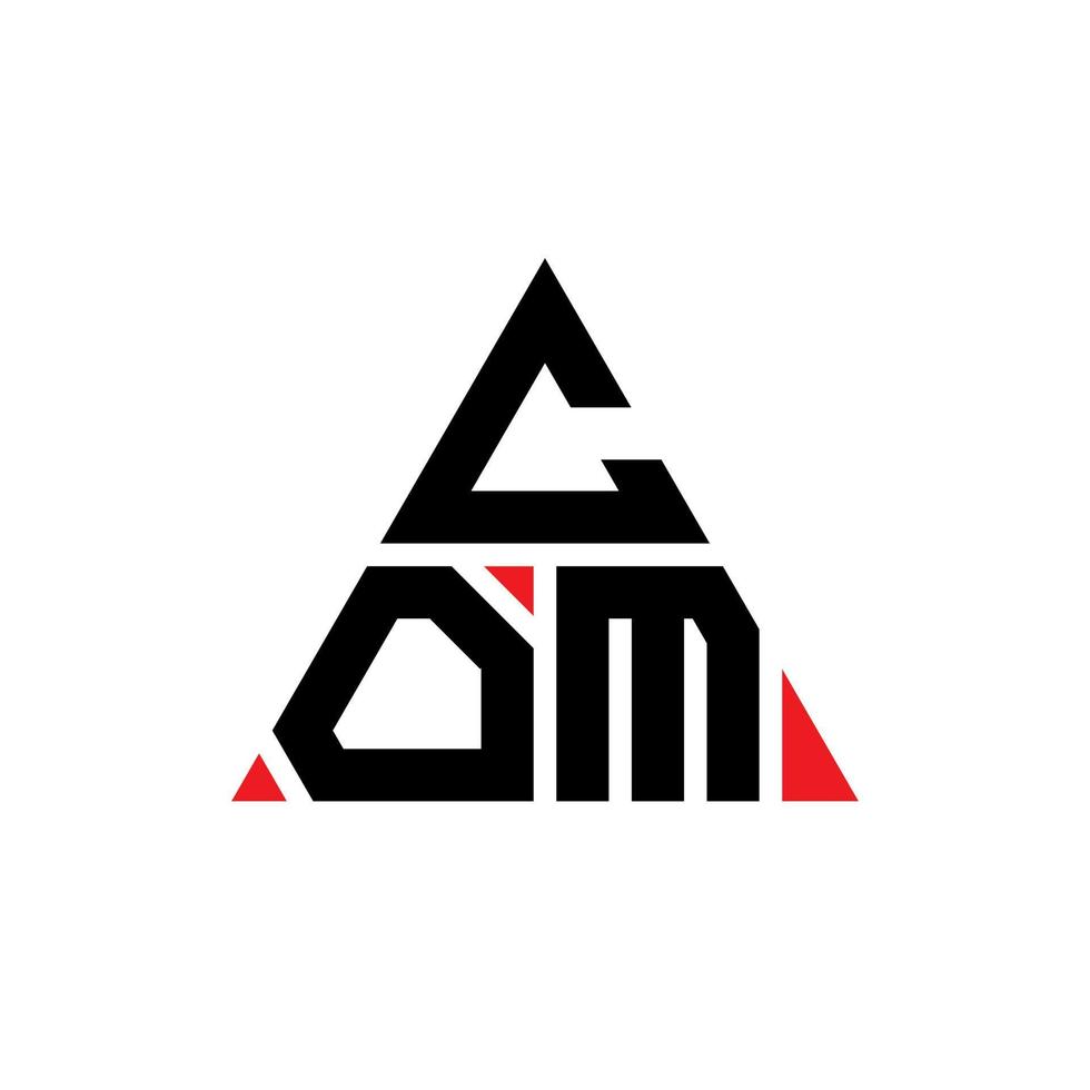 COM triangle letter logo design with triangle shape. COM triangle logo design monogram. COM triangle vector logo template with red color. COM triangular logo Simple, Elegant, and Luxurious Logo.