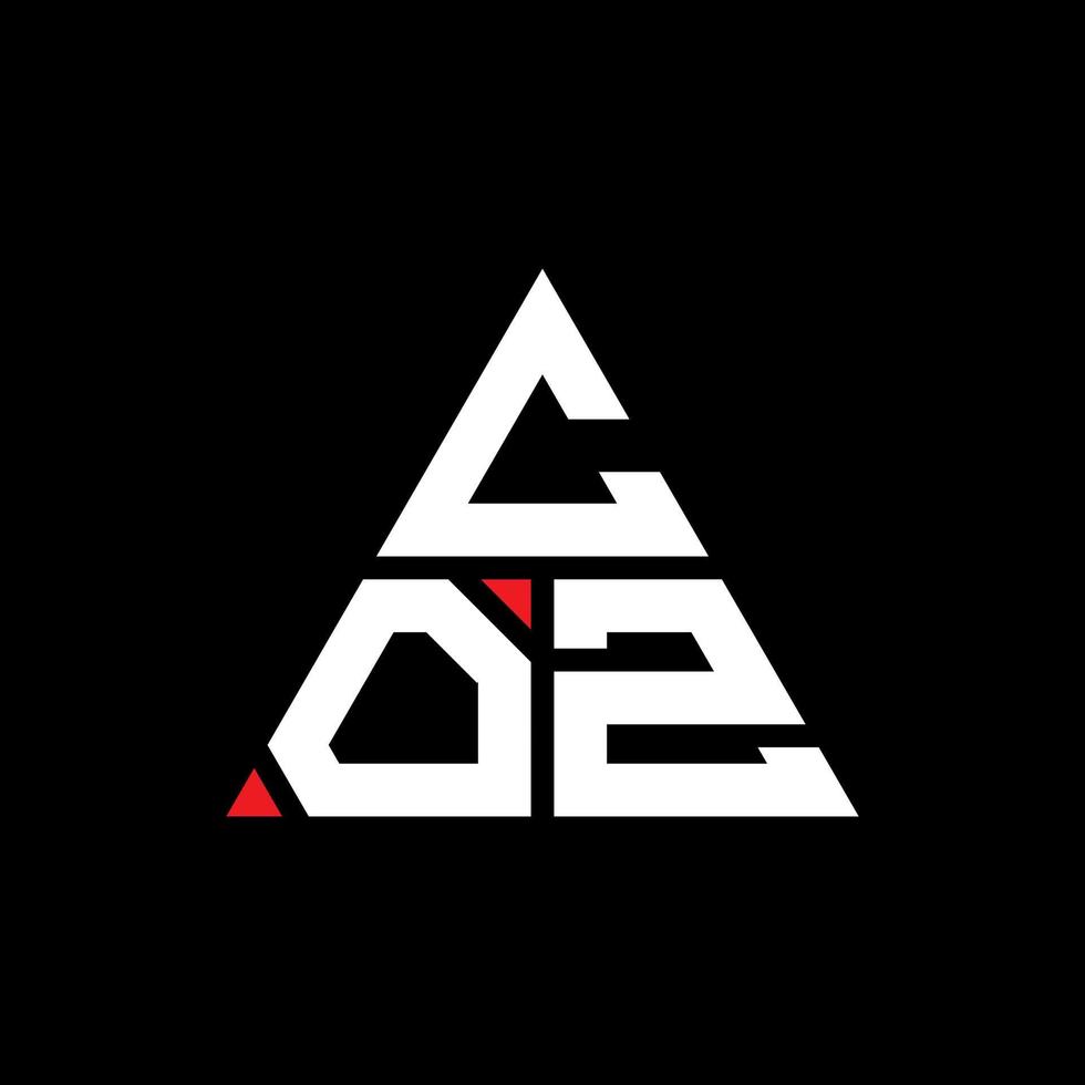 COZ triangle letter logo design with triangle shape. COZ triangle logo design monogram. COZ triangle vector logo template with red color. COZ triangular logo Simple, Elegant, and Luxurious Logo.