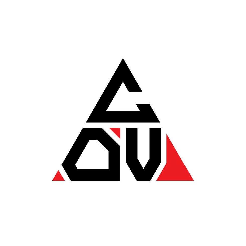 cov diseño de logotipo de letra triangular con forma de triángulo. monograma de diseño del logotipo del triángulo cov. plantilla de logotipo de vector de triángulo cov con color rojo. logotipo triangular cov logotipo simple, elegante y lujoso.