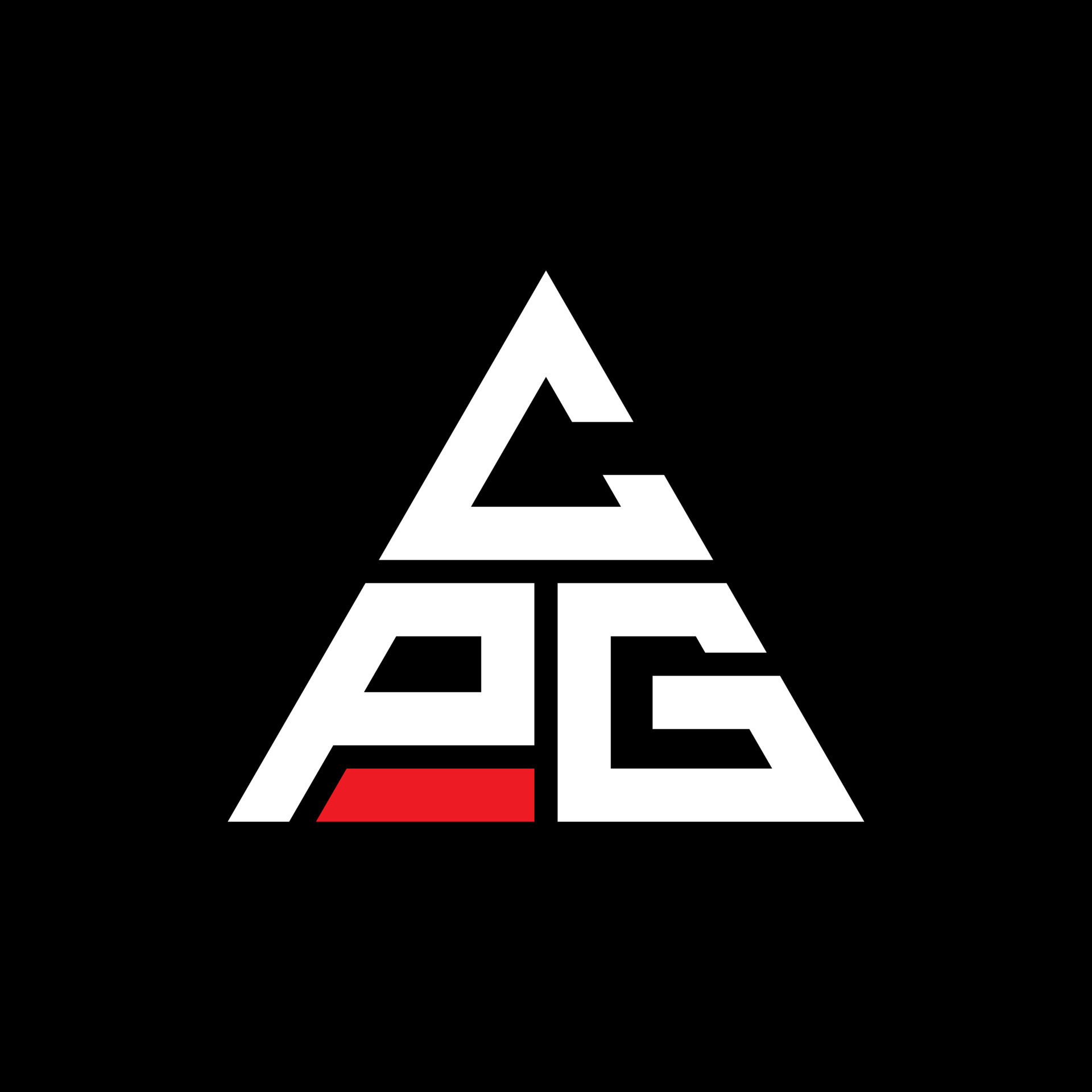 diseño de logotipo de letra triangular cpg con forma de triángulo