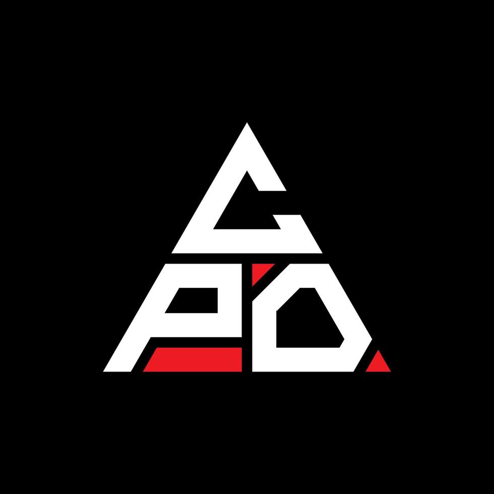 diseño de logotipo de letra triangular cpo con forma de triángulo. monograma de diseño del logotipo del triángulo cpo. plantilla de logotipo de vector de triángulo cpo con color rojo. logotipo triangular cpo logotipo simple, elegante y lujoso.