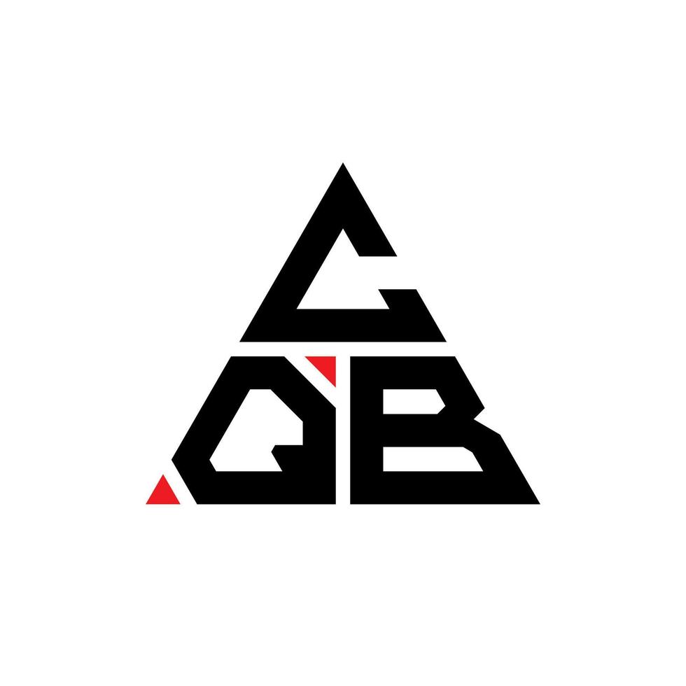 CQB triangle letter logo design with triangle shape. CQB triangle logo design monogram. CQB triangle vector logo template with red color. CQB triangular logo Simple, Elegant, and Luxurious Logo.