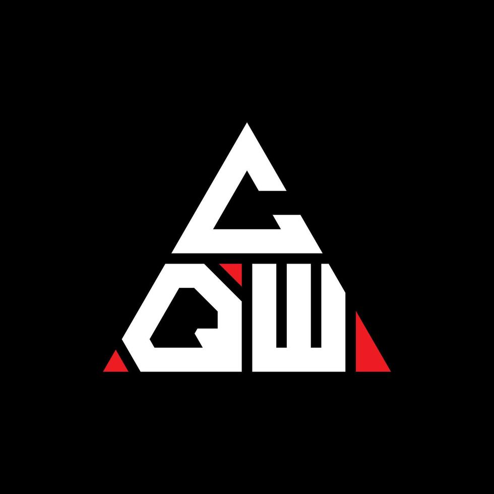 CQW triangle letter logo design with triangle shape. CQW triangle logo design monogram. CQW triangle vector logo template with red color. CQW triangular logo Simple, Elegant, and Luxurious Logo.
