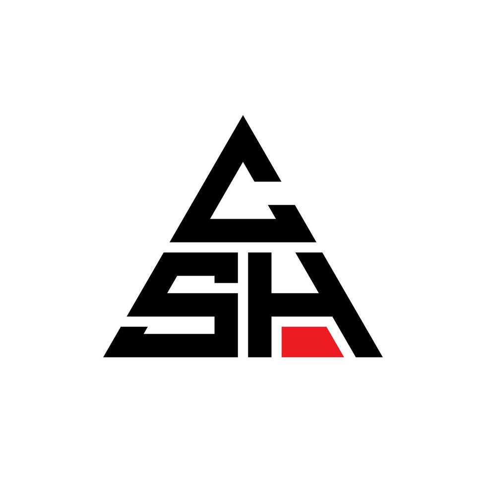 CSH triangle letter logo design with triangle shape. CSH triangle logo design monogram. CSH triangle vector logo template with red color. CSH triangular logo Simple, Elegant, and Luxurious Logo.