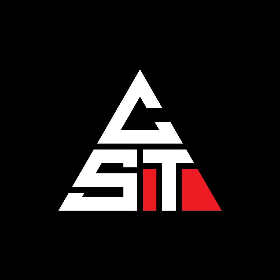 cst diseño de logotipo de letra triangular con forma de triángulo. monograma de diseño de logotipo de triángulo cst. plantilla de logotipo de vector de triángulo cst con color rojo. logotipo triangular cst logotipo simple, elegante y lujoso.