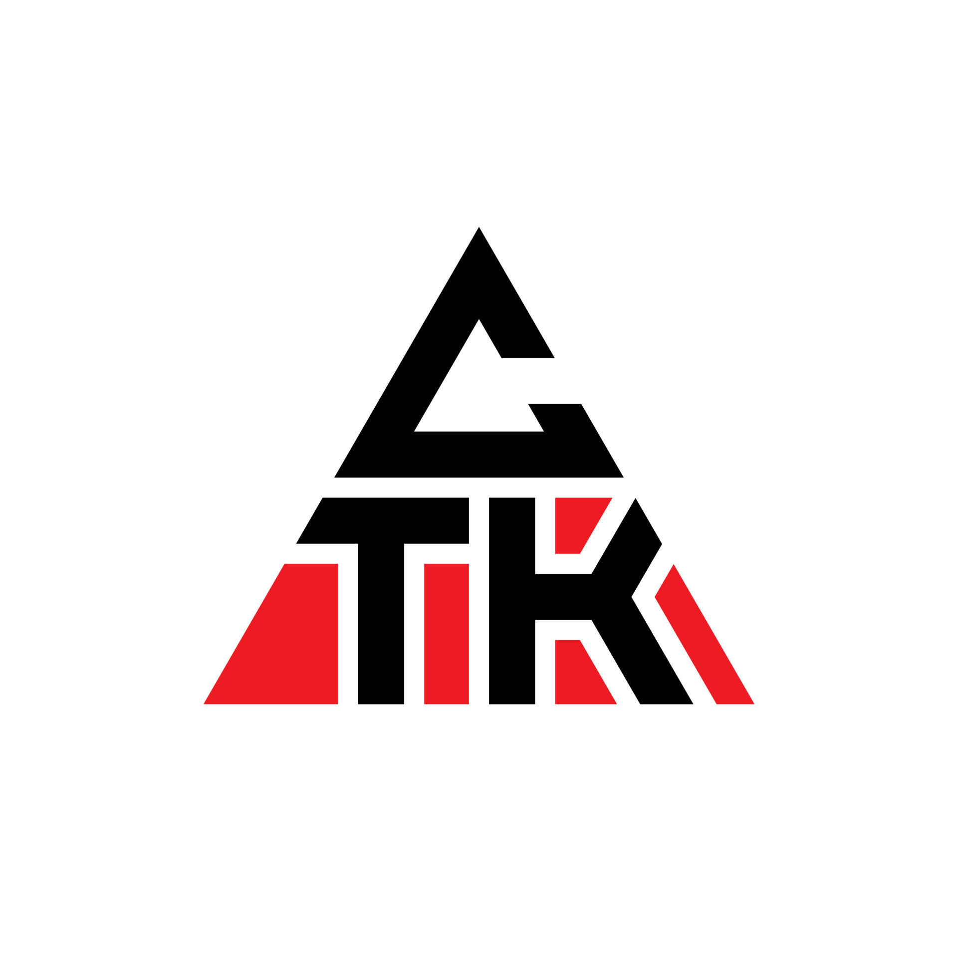 CTK triangle letter logo design with triangle shape. CTK triangle logo