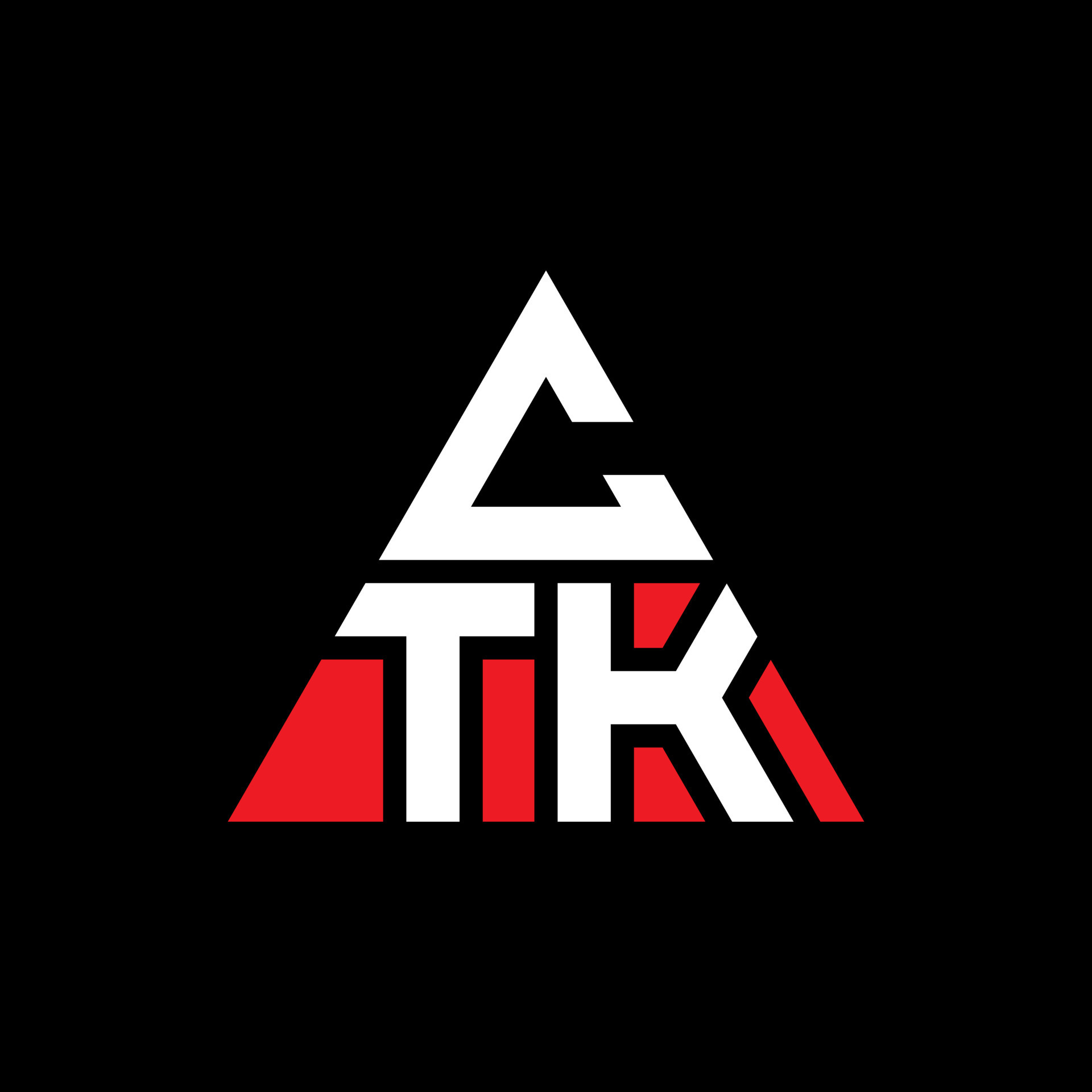 diseño de logotipo de letra de triángulo ctk con forma de triángulo
