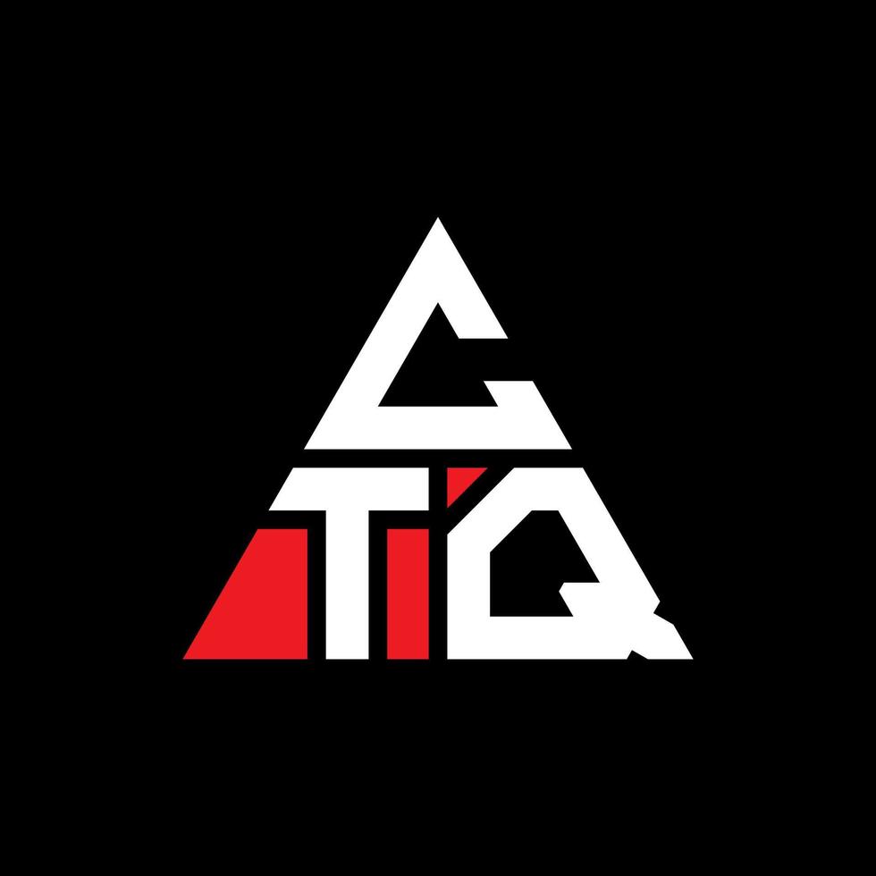 CTQ triangle letter logo design with triangle shape. CTQ triangle logo design monogram. CTQ triangle vector logo template with red color. CTQ triangular logo Simple, Elegant, and Luxurious Logo.