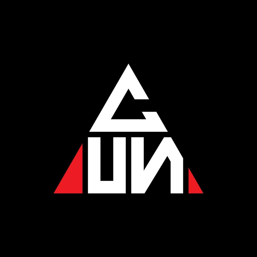 CUN triangle letter logo design with triangle shape. CUN triangle logo design monogram. CUN triangle vector logo template with red color. CUN triangular logo Simple, Elegant, and Luxurious Logo.