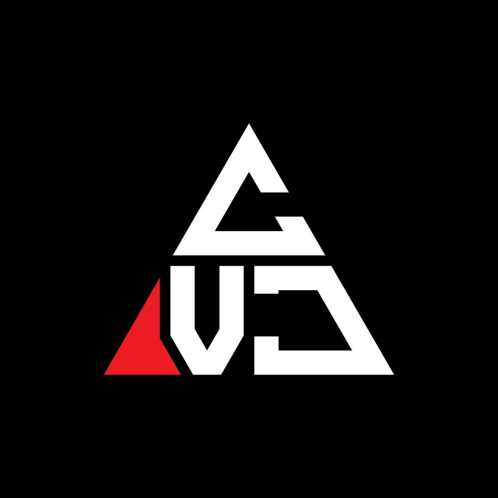 CVJ triangle letter logo design with triangle shape. CVJ triangle logo design monogram. CVJ triangle vector logo template with red color. CVJ triangular logo Simple, Elegant, and Luxurious Logo.