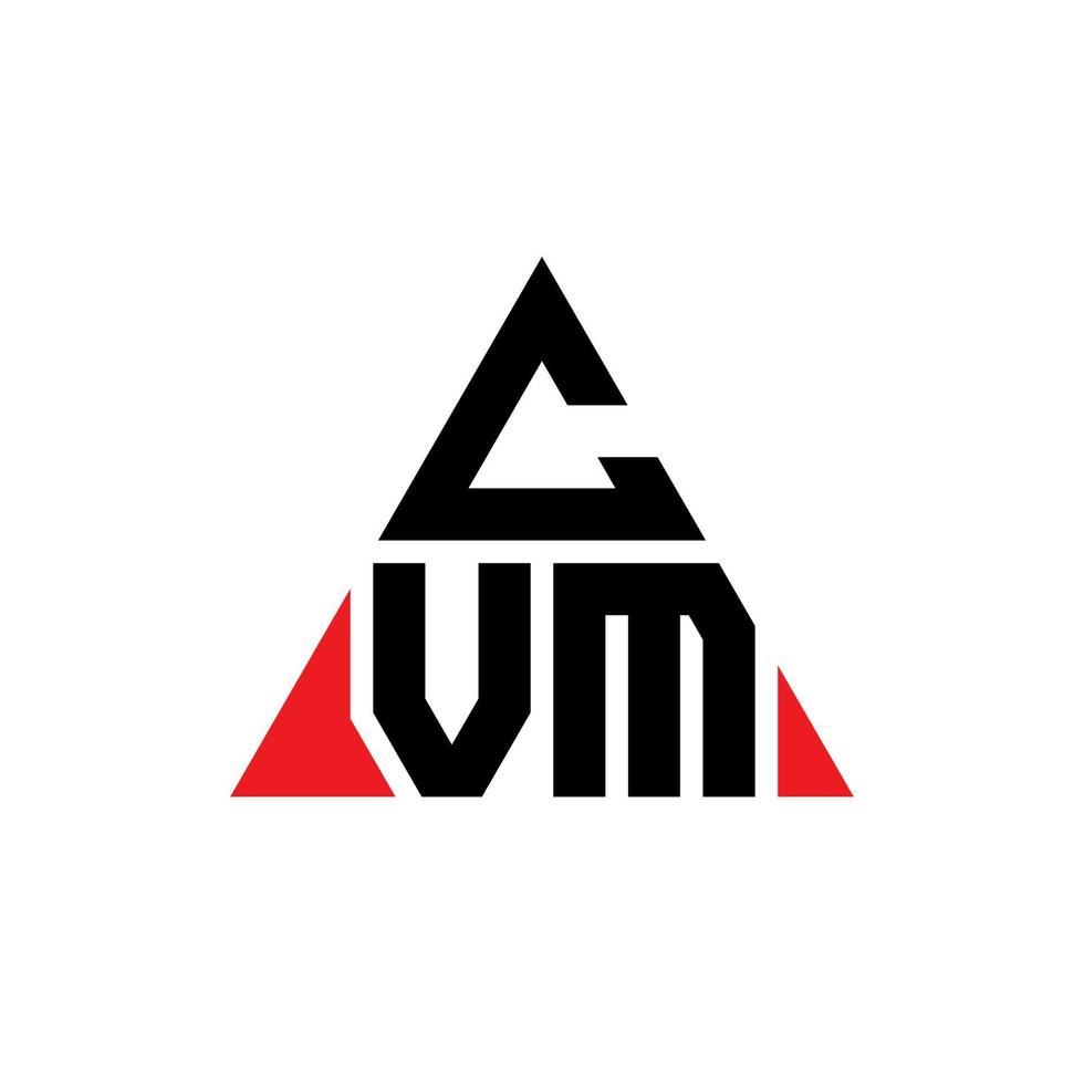 CVM triangle letter logo design with triangle shape. CVM triangle logo design monogram. CVM triangle vector logo template with red color. CVM triangular logo Simple, Elegant, and Luxurious Logo.