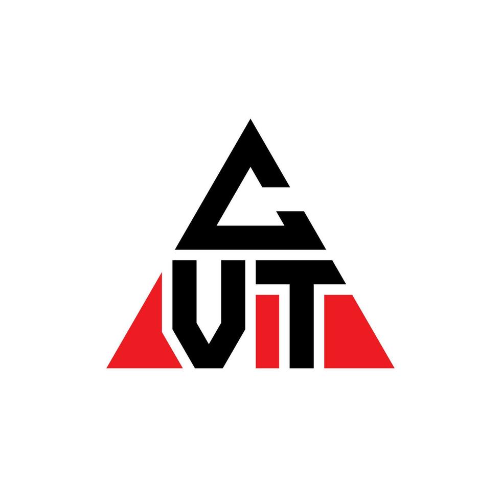 CVT triangle letter logo design with triangle shape. CVT triangle logo design monogram. CVT triangle vector logo template with red color. CVT triangular logo Simple, Elegant, and Luxurious Logo.