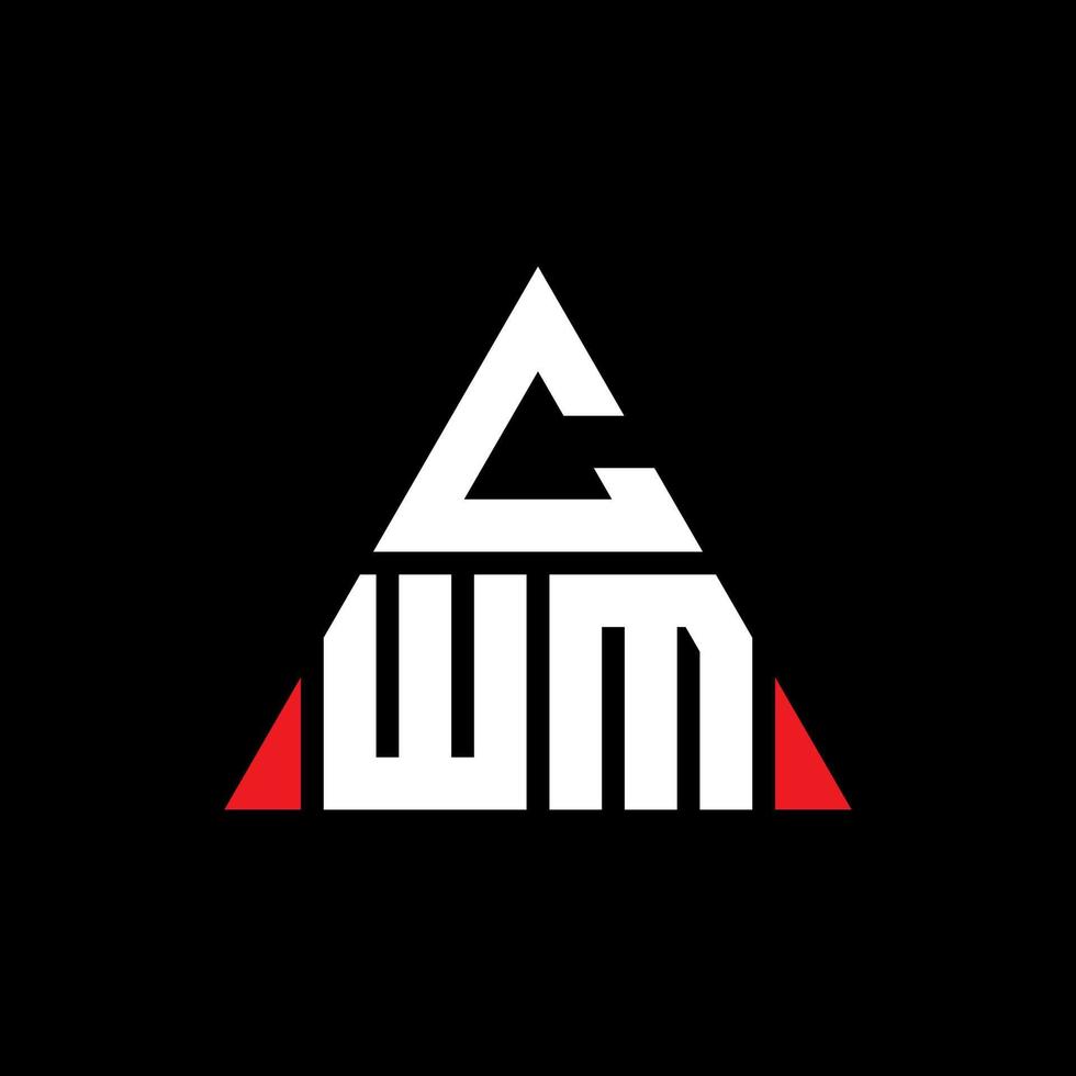 diseño de logotipo de letra triangular cwm con forma de triángulo. monograma de diseño de logotipo de triángulo cwm. plantilla de logotipo de vector de triángulo cwm con color rojo. logotipo triangular cwm logotipo simple, elegante y lujoso.