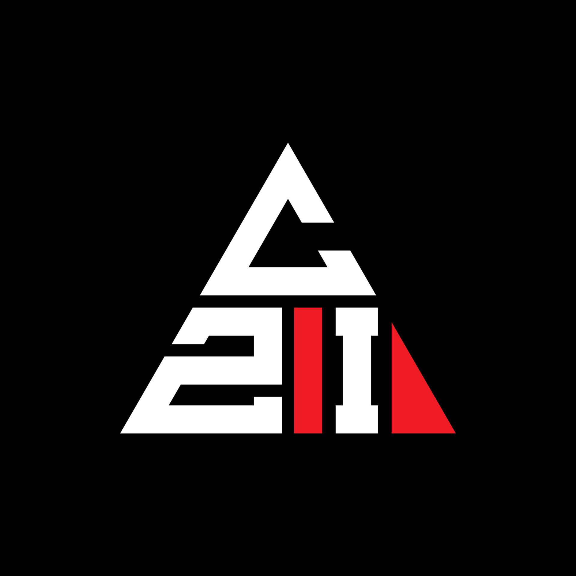 CZI triangle letter logo design with triangle shape. CZI triangle logo