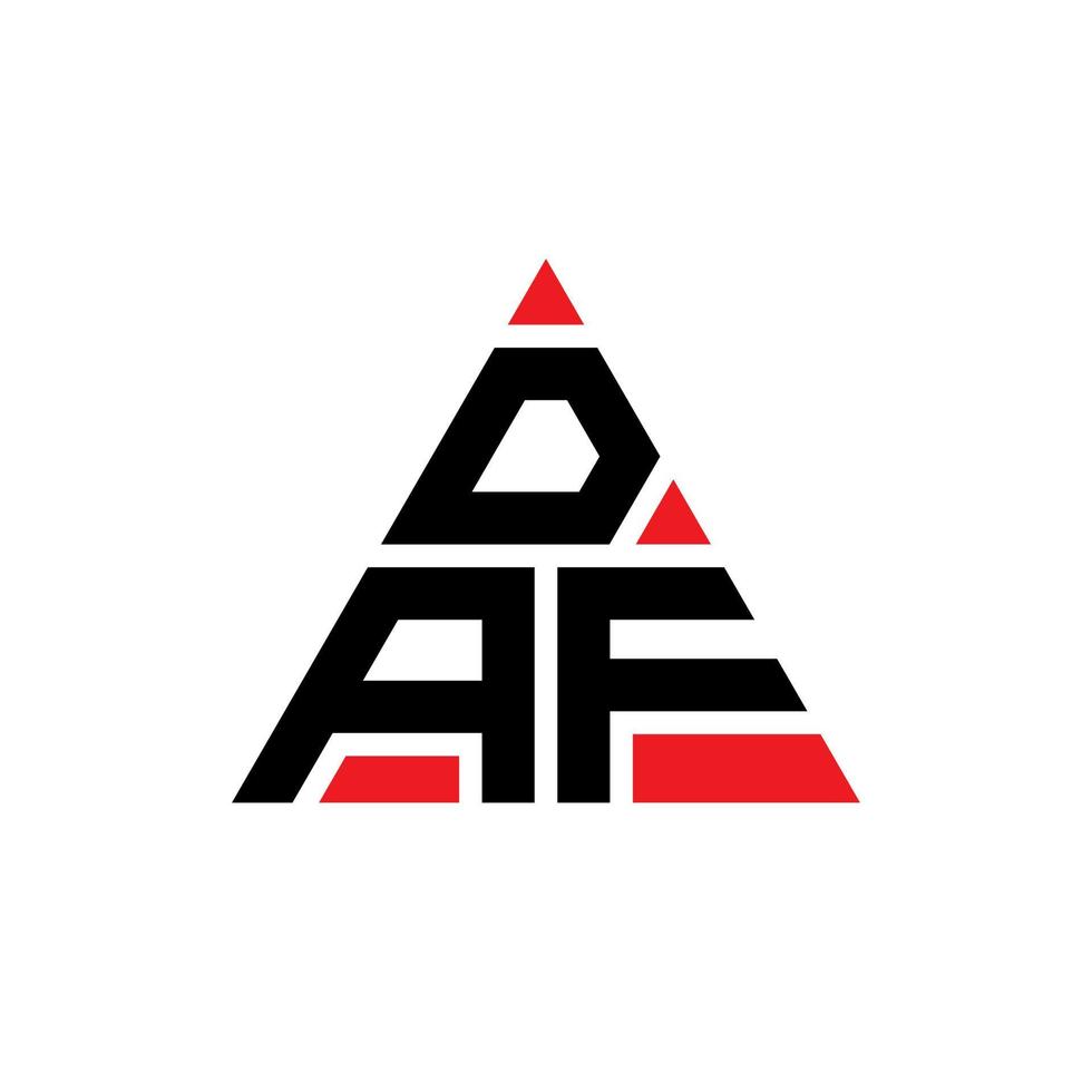 diseño de logotipo de letra triangular daf con forma de triángulo. monograma de diseño del logotipo del triángulo daf. plantilla de logotipo de vector de triángulo daf con color rojo. logo triangular daf logo simple, elegante y lujoso.