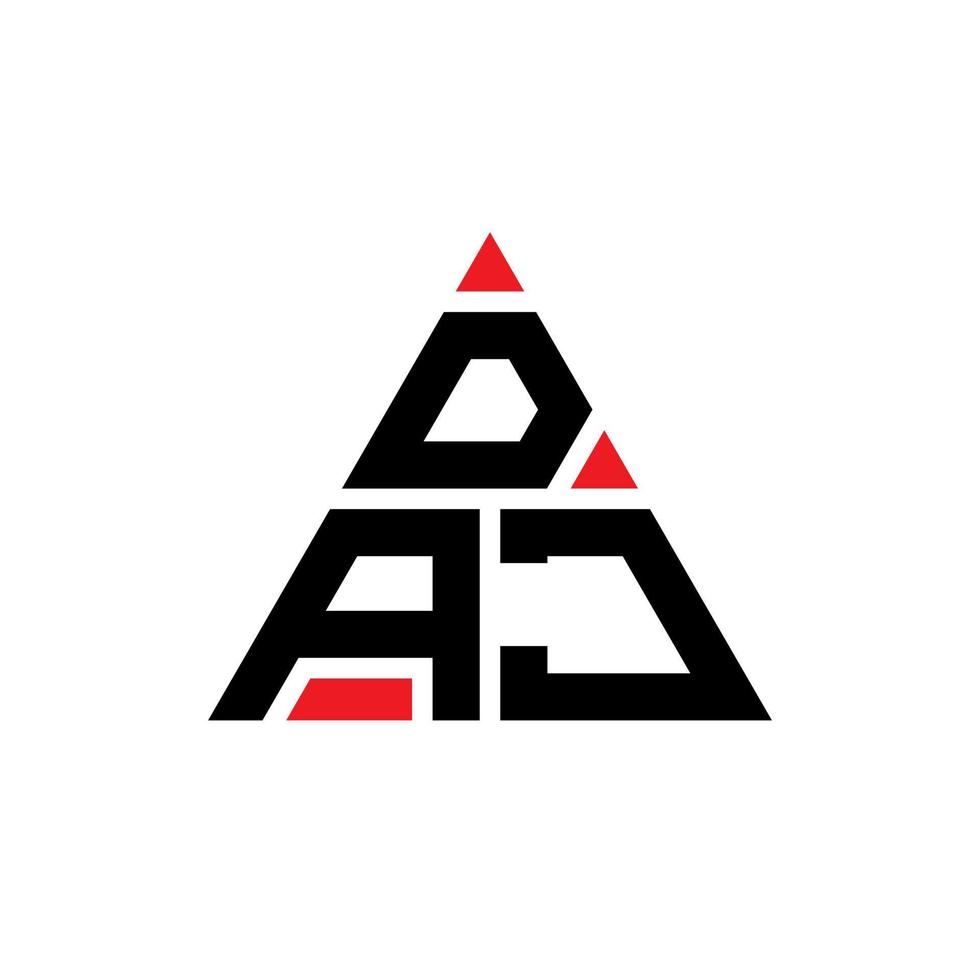 diseño de logotipo de letra triangular daj con forma de triángulo. monograma de diseño del logotipo del triángulo daj. plantilla de logotipo de vector de triángulo daj con color rojo. logo triangular daj logo simple, elegante y lujoso.